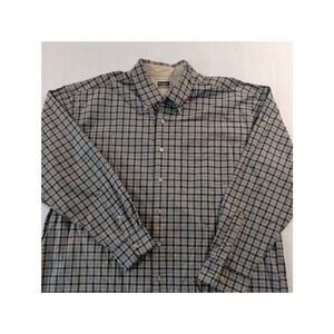 Haggar‎ ForeverNew men's dress shirt in size Extra Large plaid navy & beige